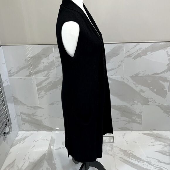 WILFRED DUNKIRK SWEATER M BLACK LONG KNIT OPEN CARDIGAN VEST ARITZIA - Picture 5 of 8